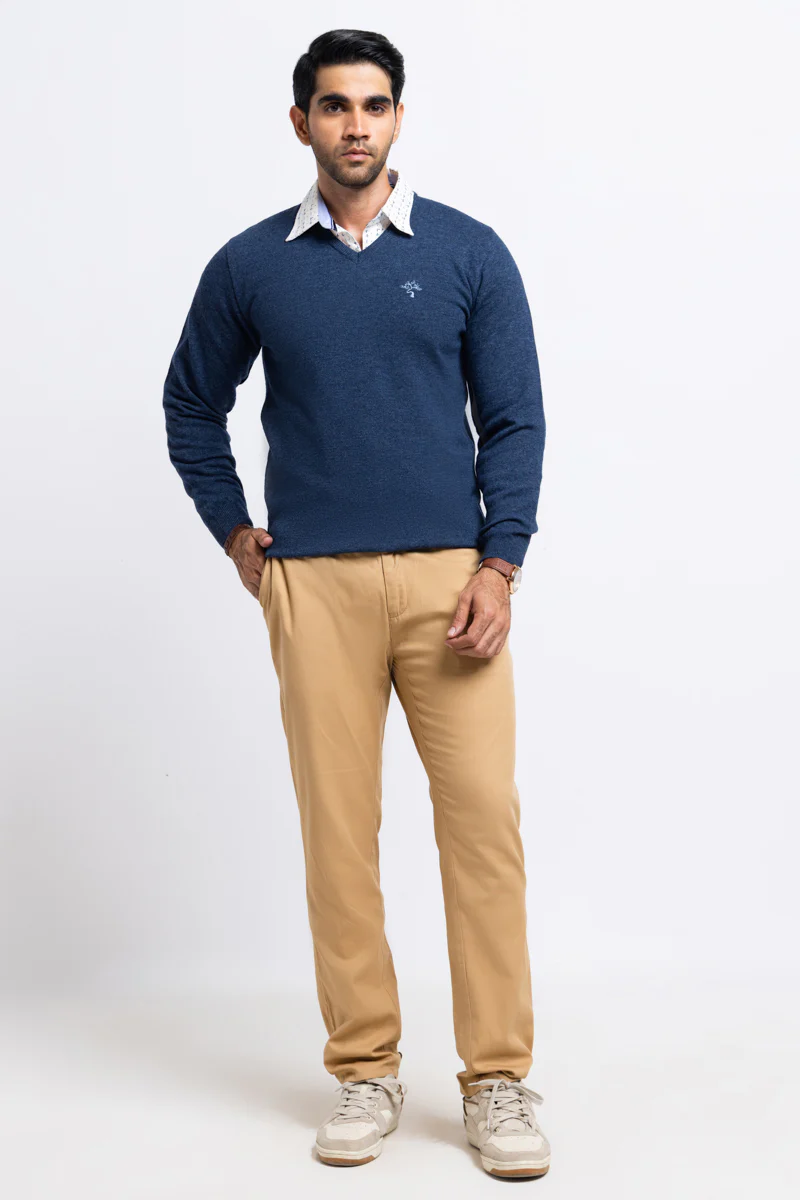 N-D-Blue-V-Neck Full Sleeves Sweater (501-14) - Image 3