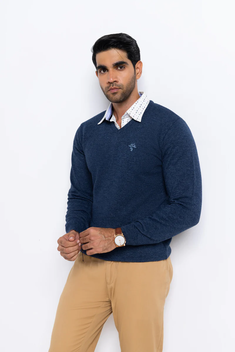 N-D-Blue-V-Neck Full Sleeves Sweater (501-14) - Image 4