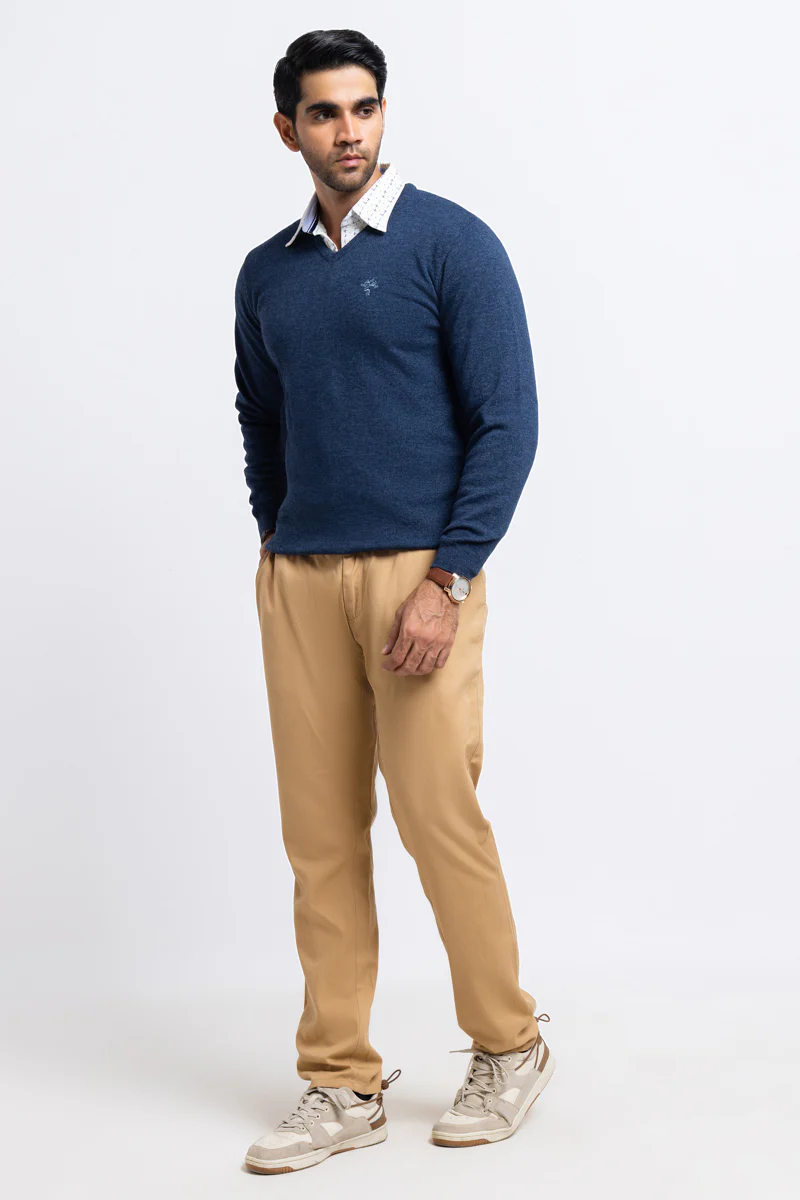 N-D-Blue-V-Neck Full Sleeves Sweater (501-14) - Image 5