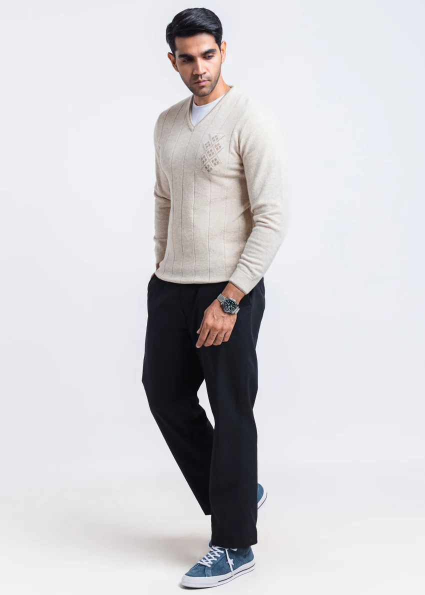 Fog-V-Neck Full Sleeves Sweater (502-14) - Image 3