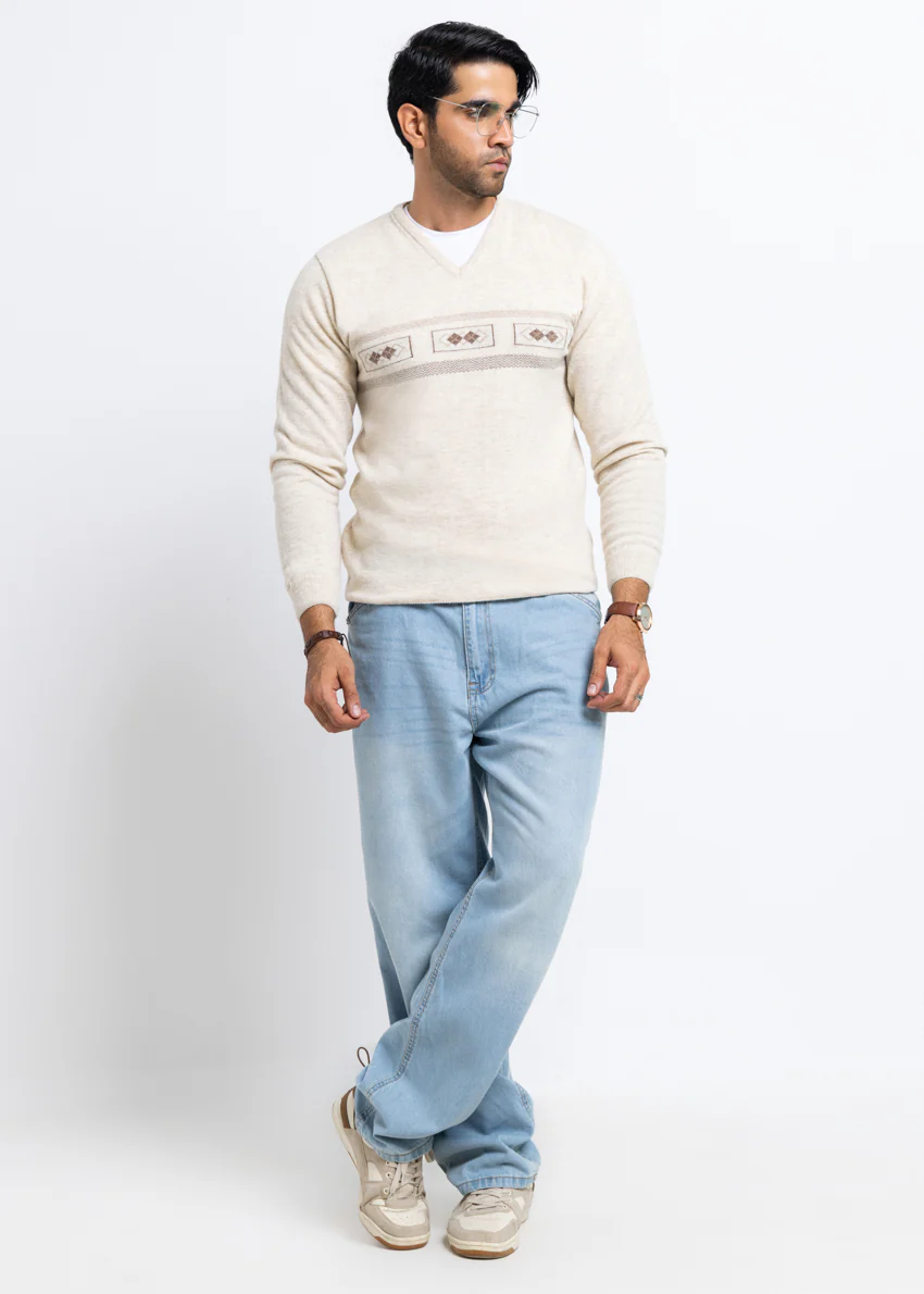 Fog-V-Neck Full Sleeves Sweater (503-14) - Image 3