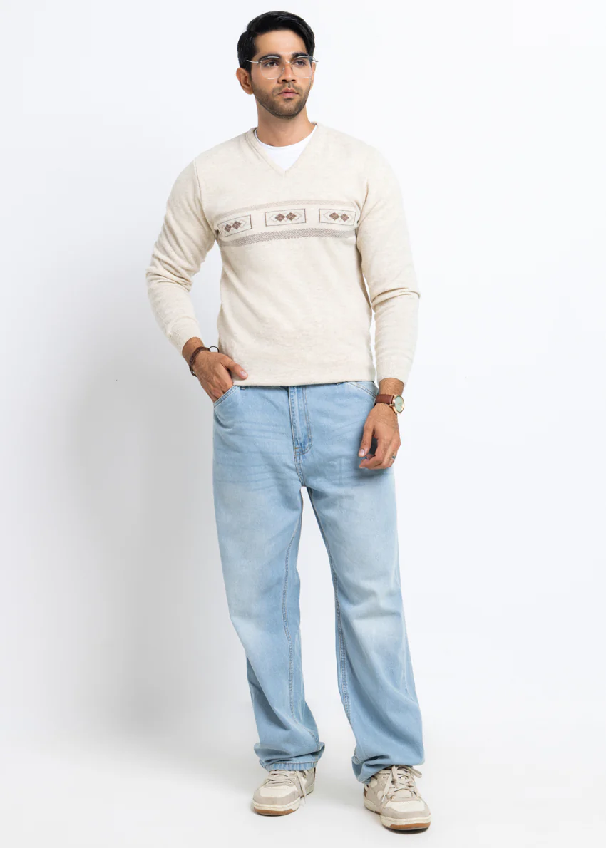 Fog-V-Neck Full Sleeves Sweater (503-14) - Image 4
