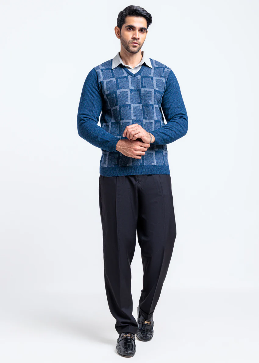 N-D-Blue-V-Neck Full Sleeves Sweater (525-14) - Image 4