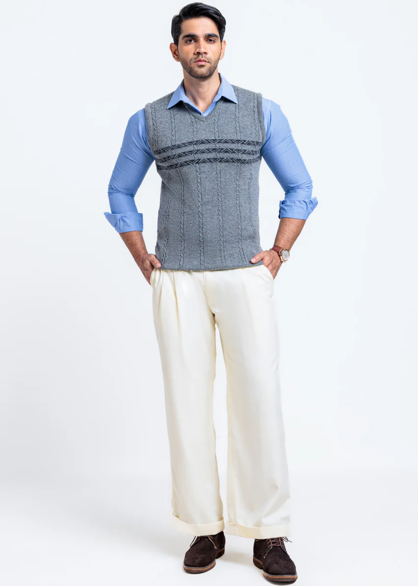 St-Grey-V-Neck Sando Sweater (665-14) - Image 3