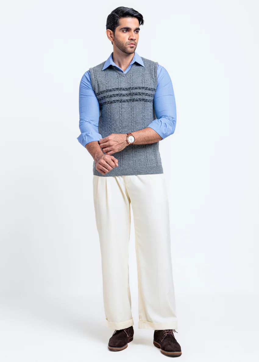 St-Grey-V-Neck Sando Sweater (665-14) - Image 4