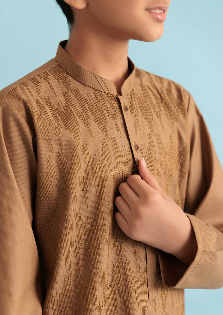 L-Brown-Blended-Kurta- (B25KU1017) - Image 4