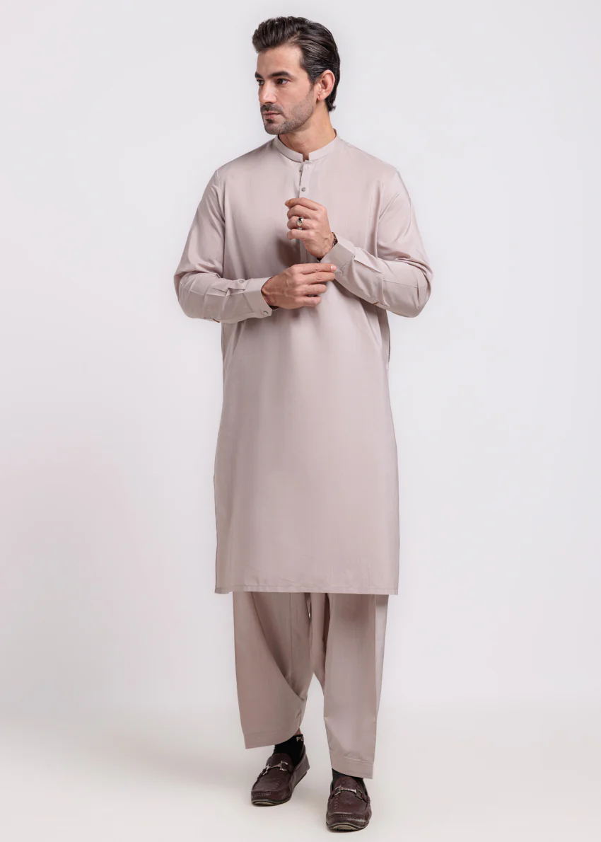 Beige-Cotton-Kurta Shalwar - (M25KSS1002) - Image 3