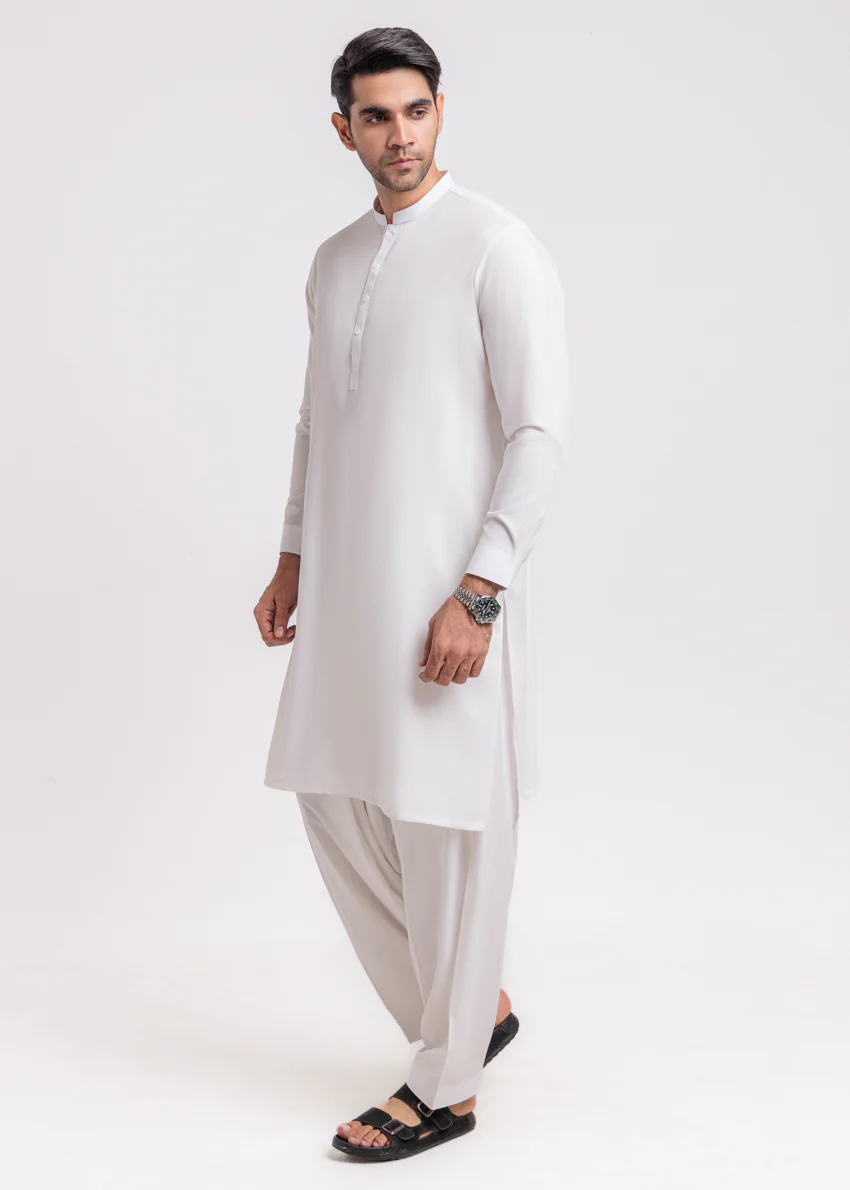 O-White-Blended-Shalwar Suit - (MPS25SSE2051) - Image 3