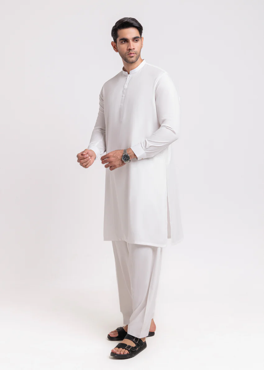 O-White-Blended-Shalwar Suit - (MPS25SSE2051) - Image 4